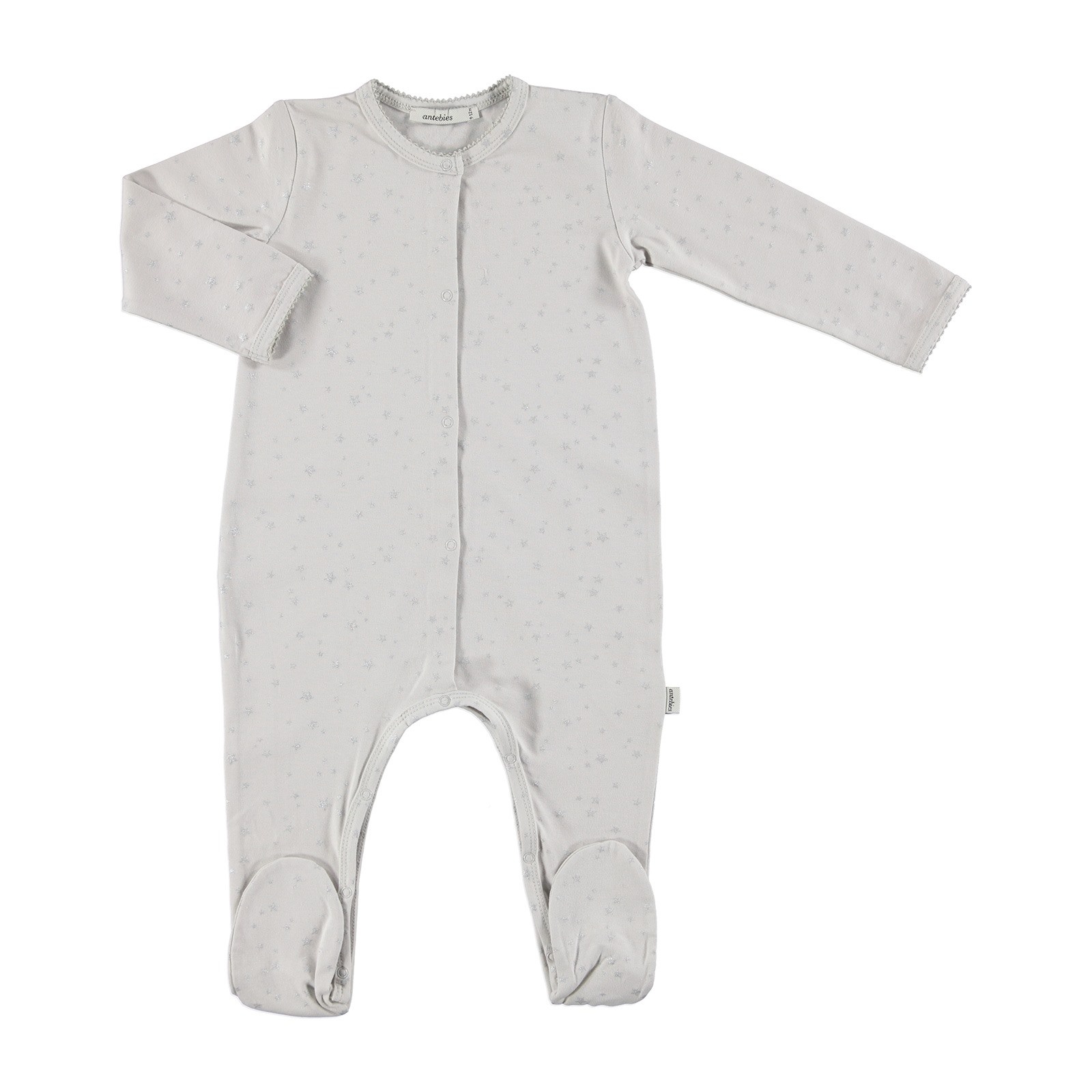 Antebies Baby Organic Star Patterned Jersey Fabric Footed Romper