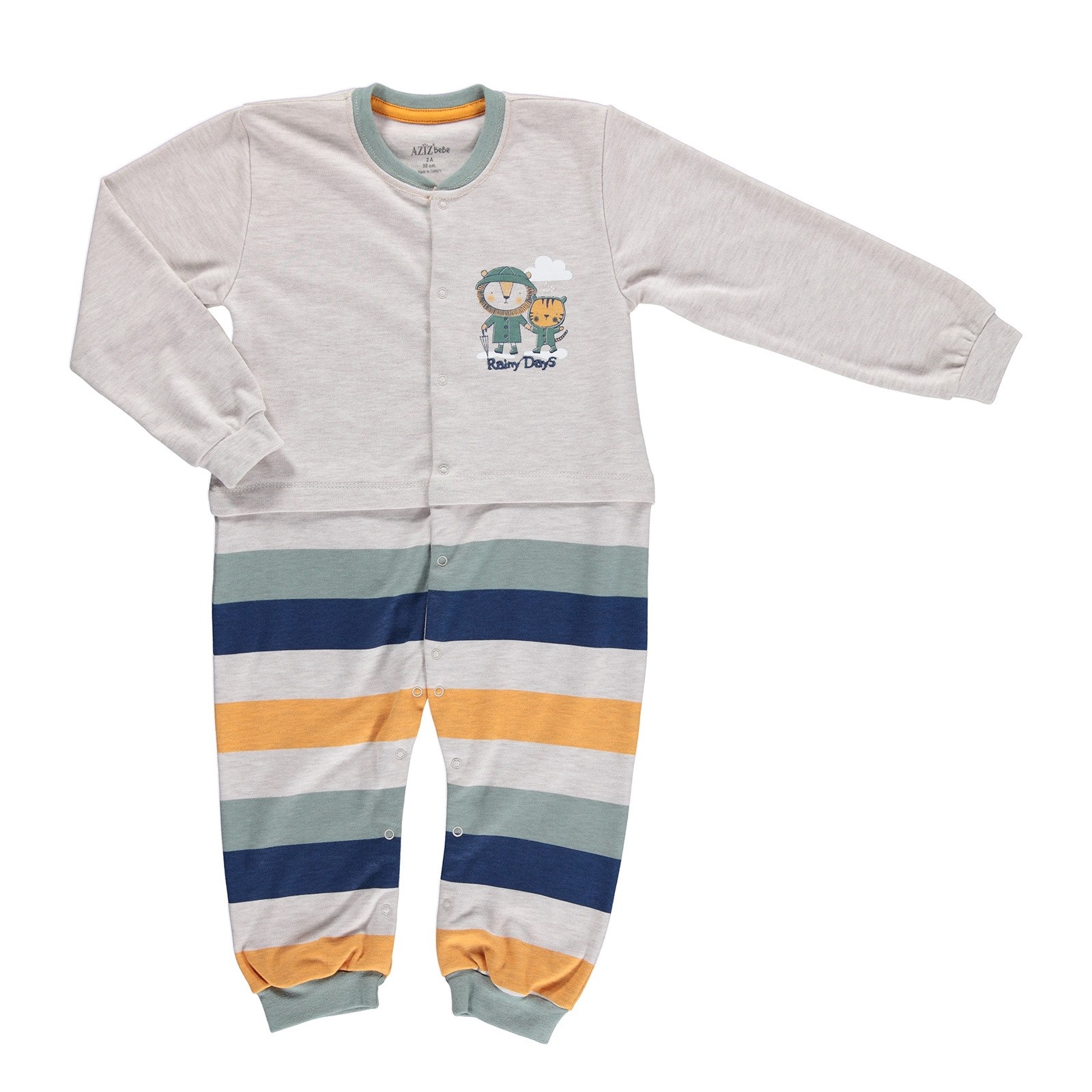 Aziz Bebe Lion Baby Snaps Footless Romper