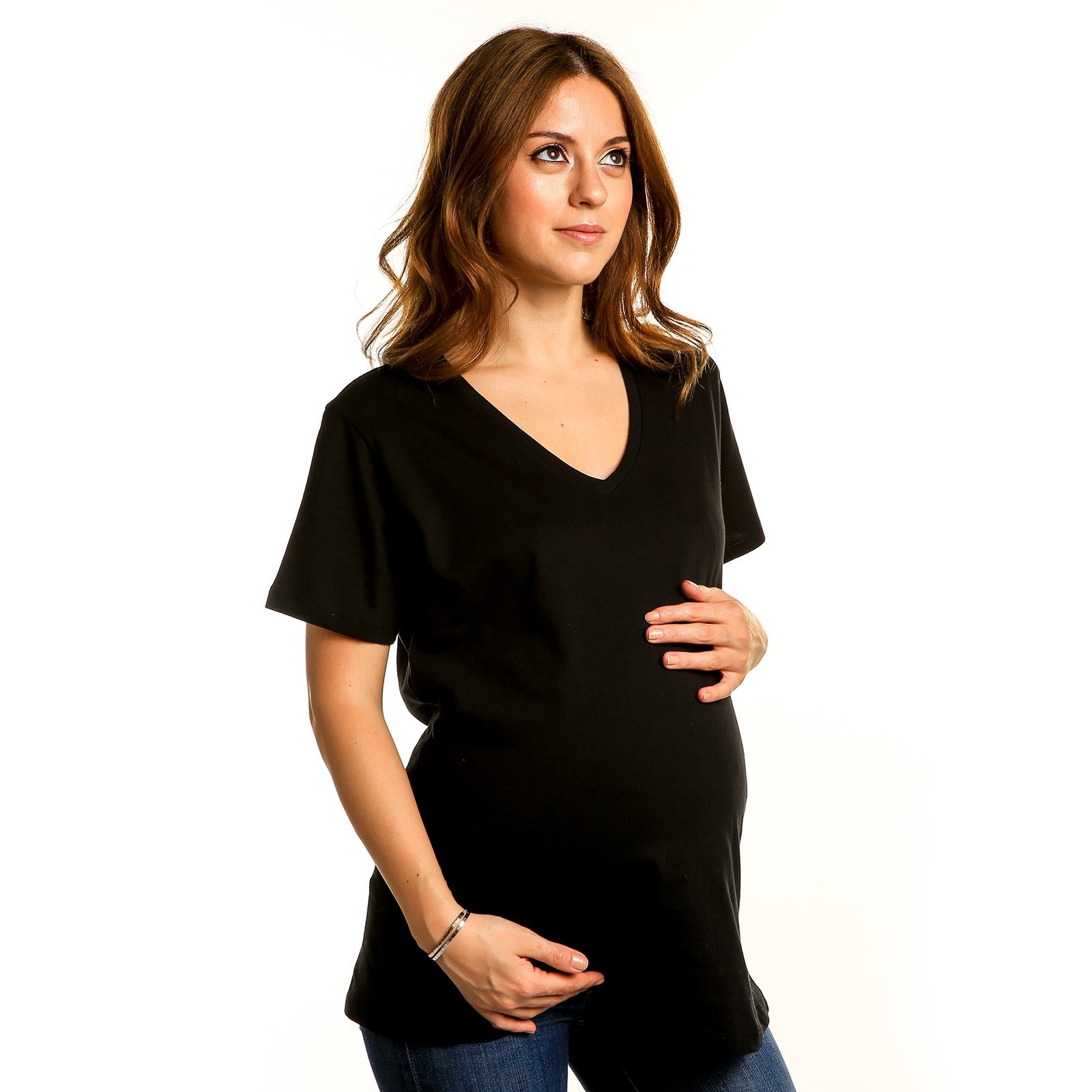 Baby&Mom V-Neck Tshirt Black