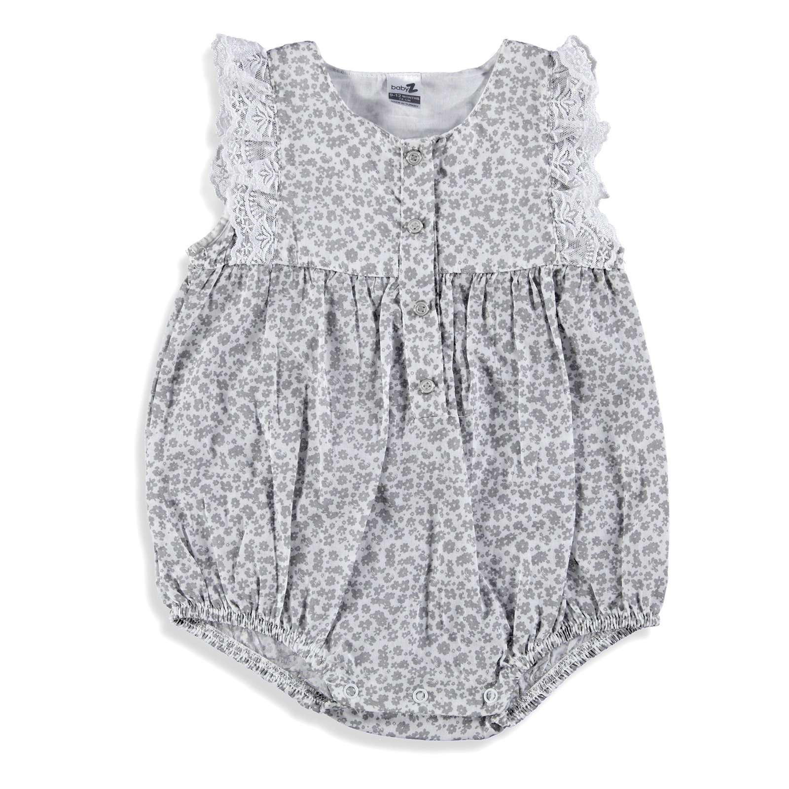 BabyZ Lacy Detailed Baby, Gray, 3 Months