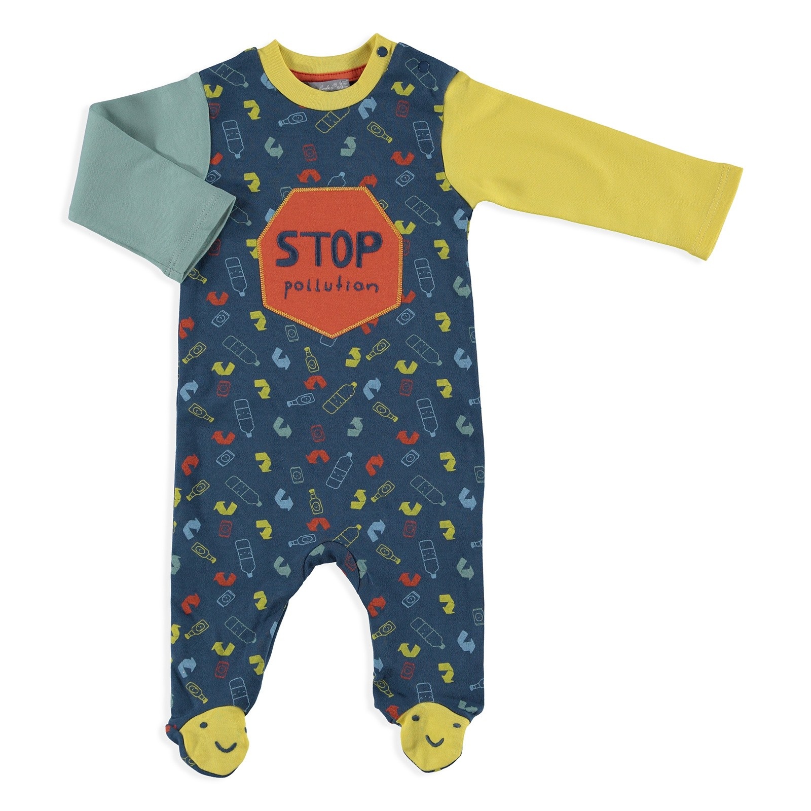Bambaki Recycle Baby Boy Footed Snaps Romper