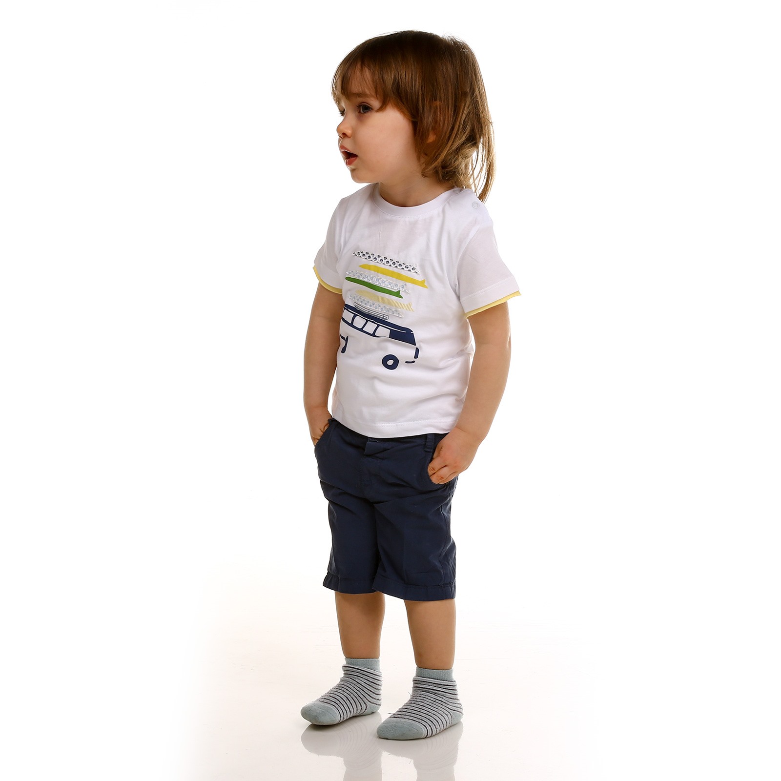 Bombili Car Printed Crew Neck Texture Tshirt