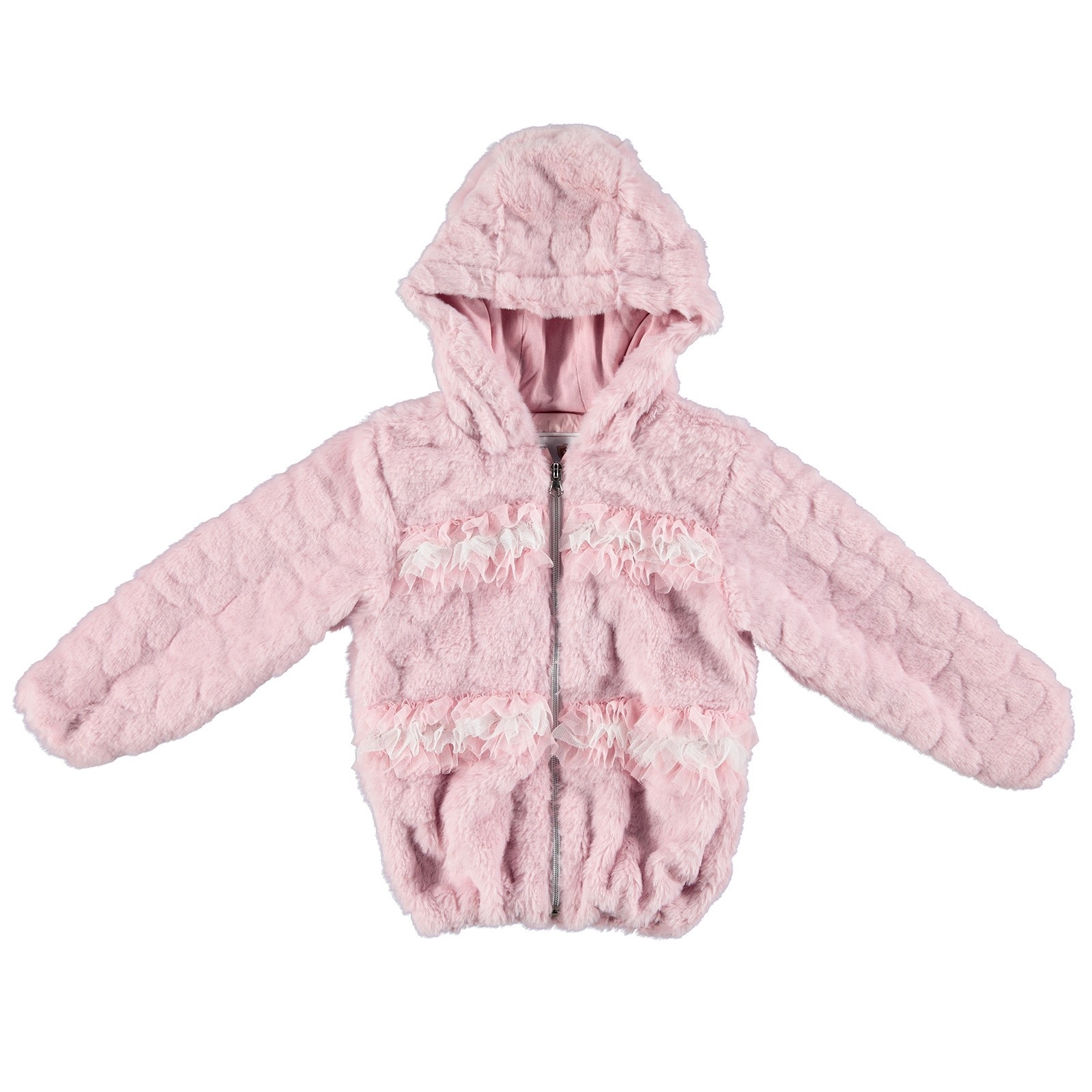 Bombili Winter Tulle Detail Baby Girl Hooded Plush Coat