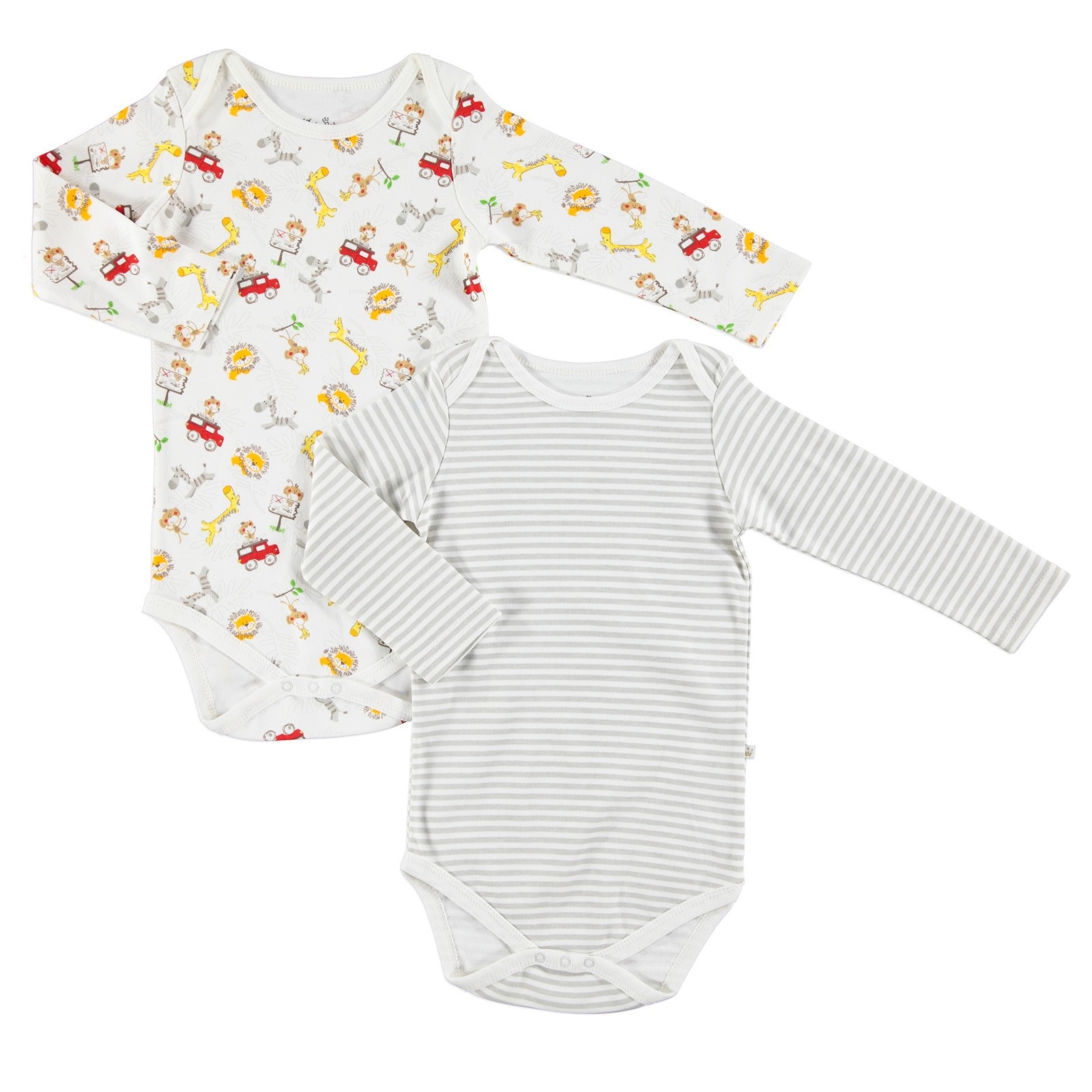 For My Baby Happy Animals Long Sleeve Bodysuit 2 pcs