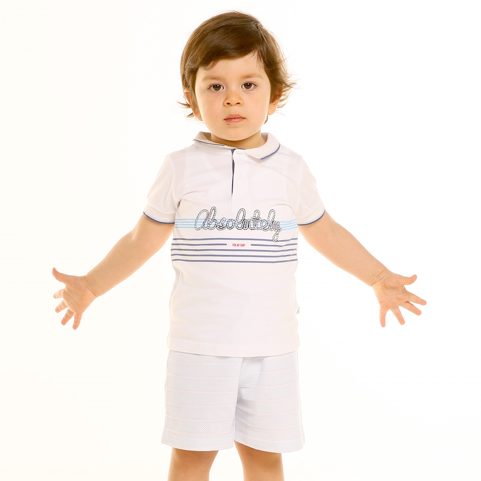 For My Baby Marin Polo Neck Tshirt Short Set