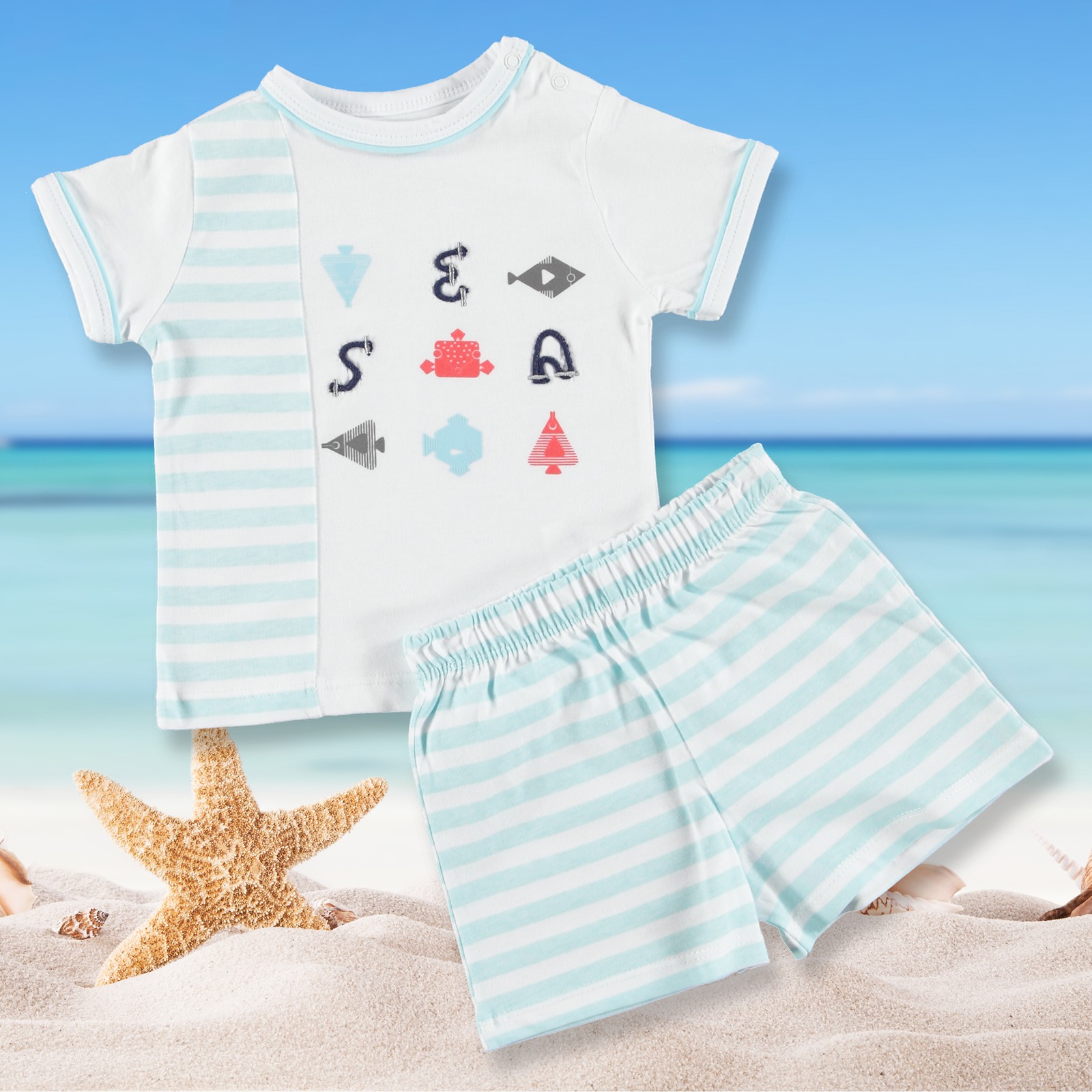 For My Baby Nemo Polo Neck Tshirt Short Set