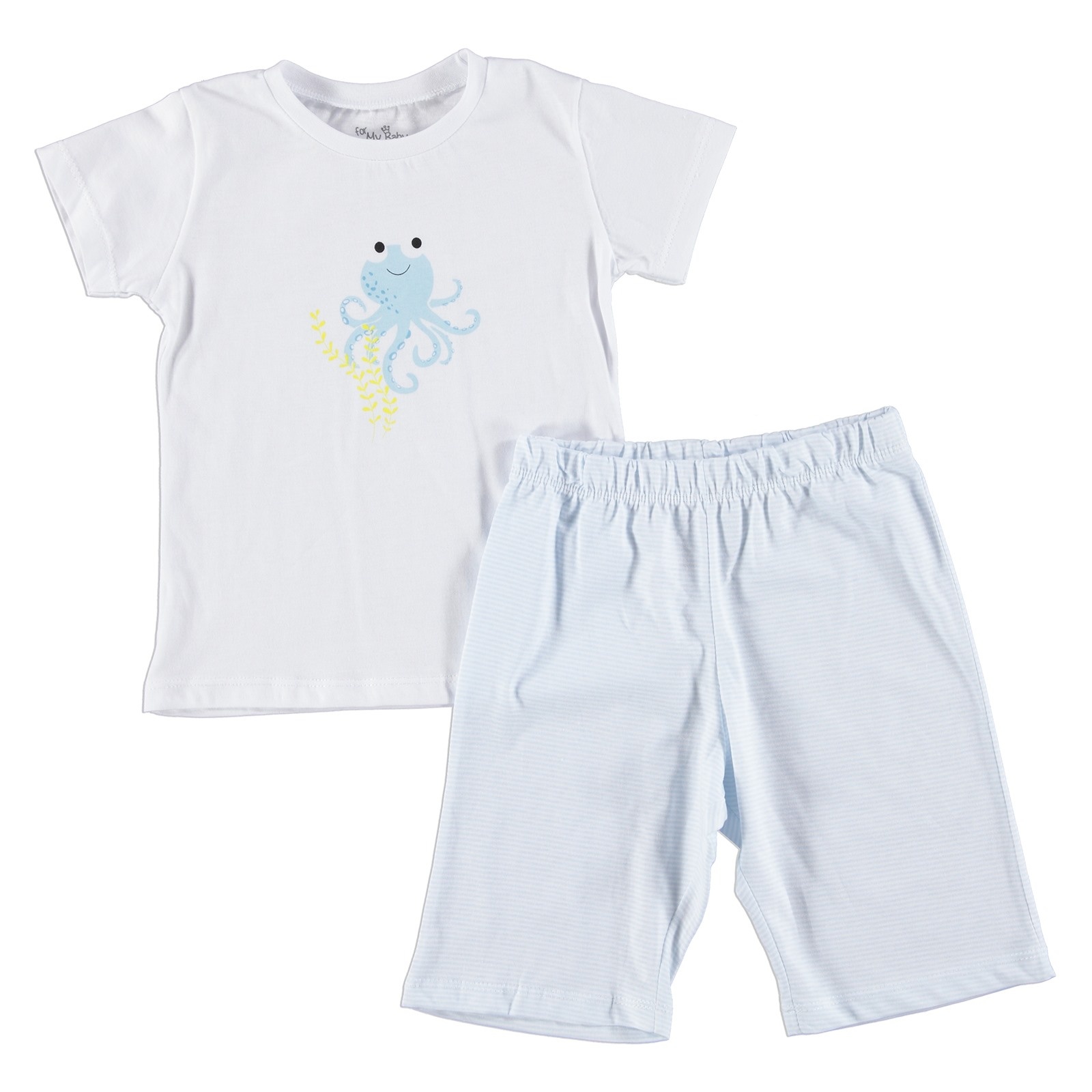 For My Baby Octopus Printed Short Sleeve Pajamas Set