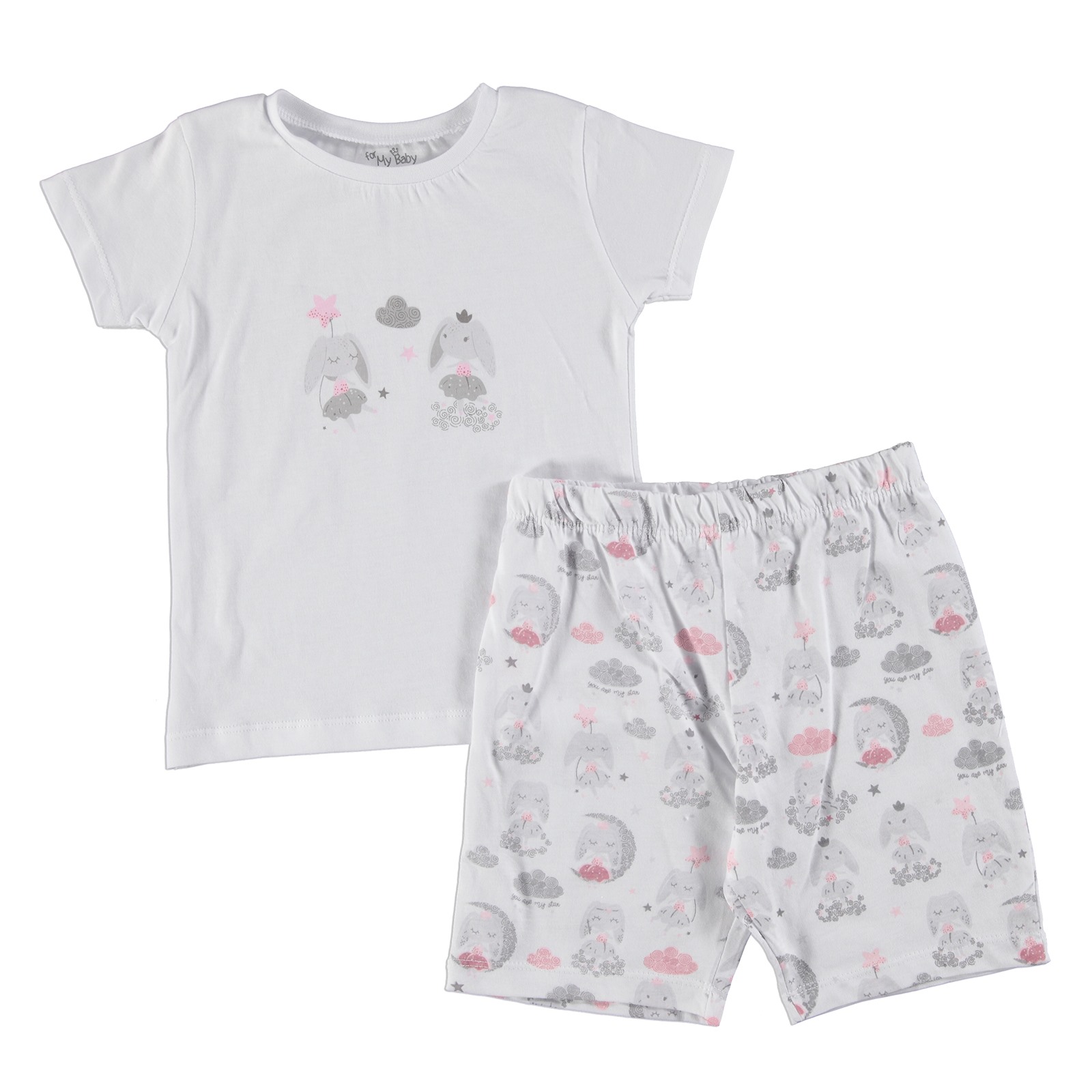 For My Baby Rabbit Printed Short Sleeve Pyjamas