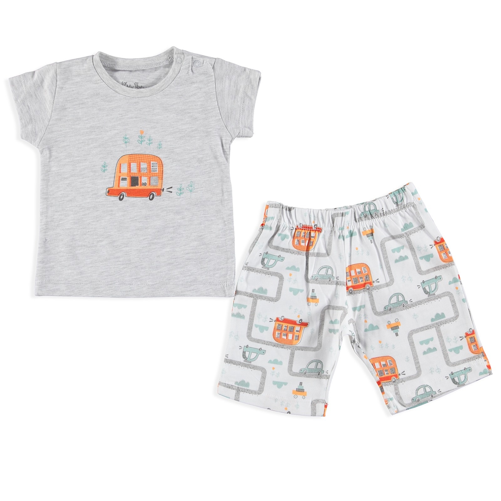 For My Baby Summer Traffic Printed Short Sleeve Pyjamas