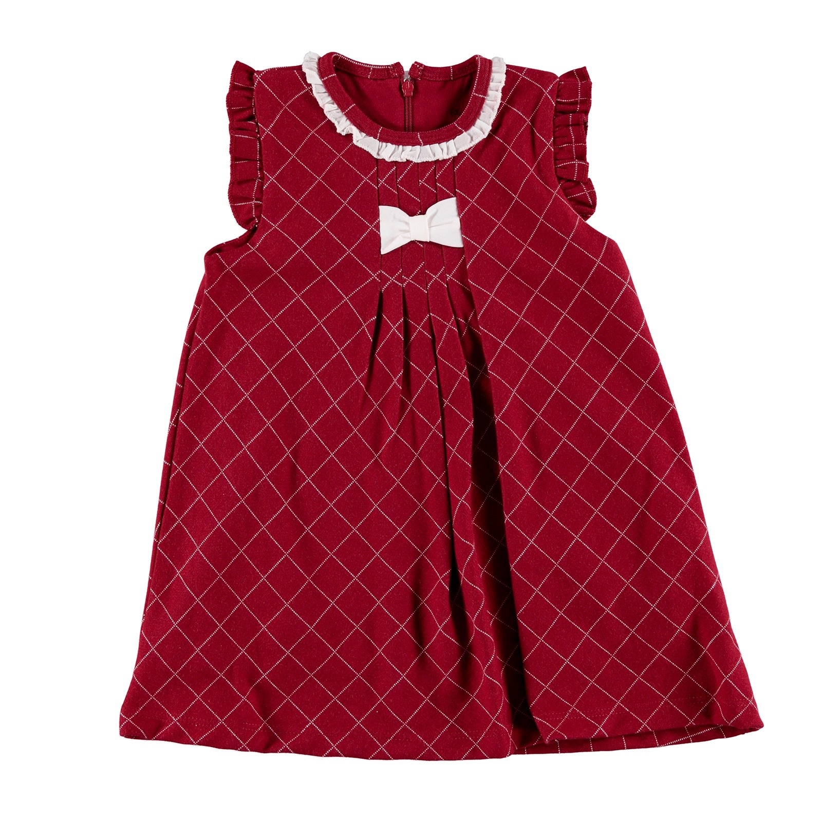 For My Baby Tale Ruffled Collar Bow Detail Sleeveless Dress