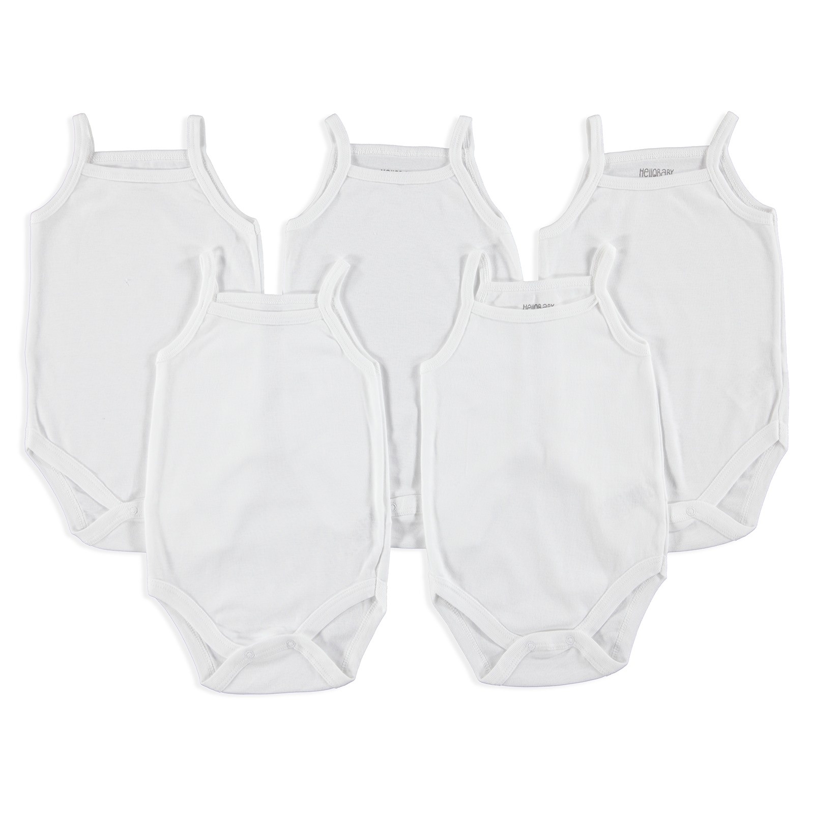 HelloBaby Baby Sleeveless Rope Strap Bodysuit, White, 3 Years - 5 Pack