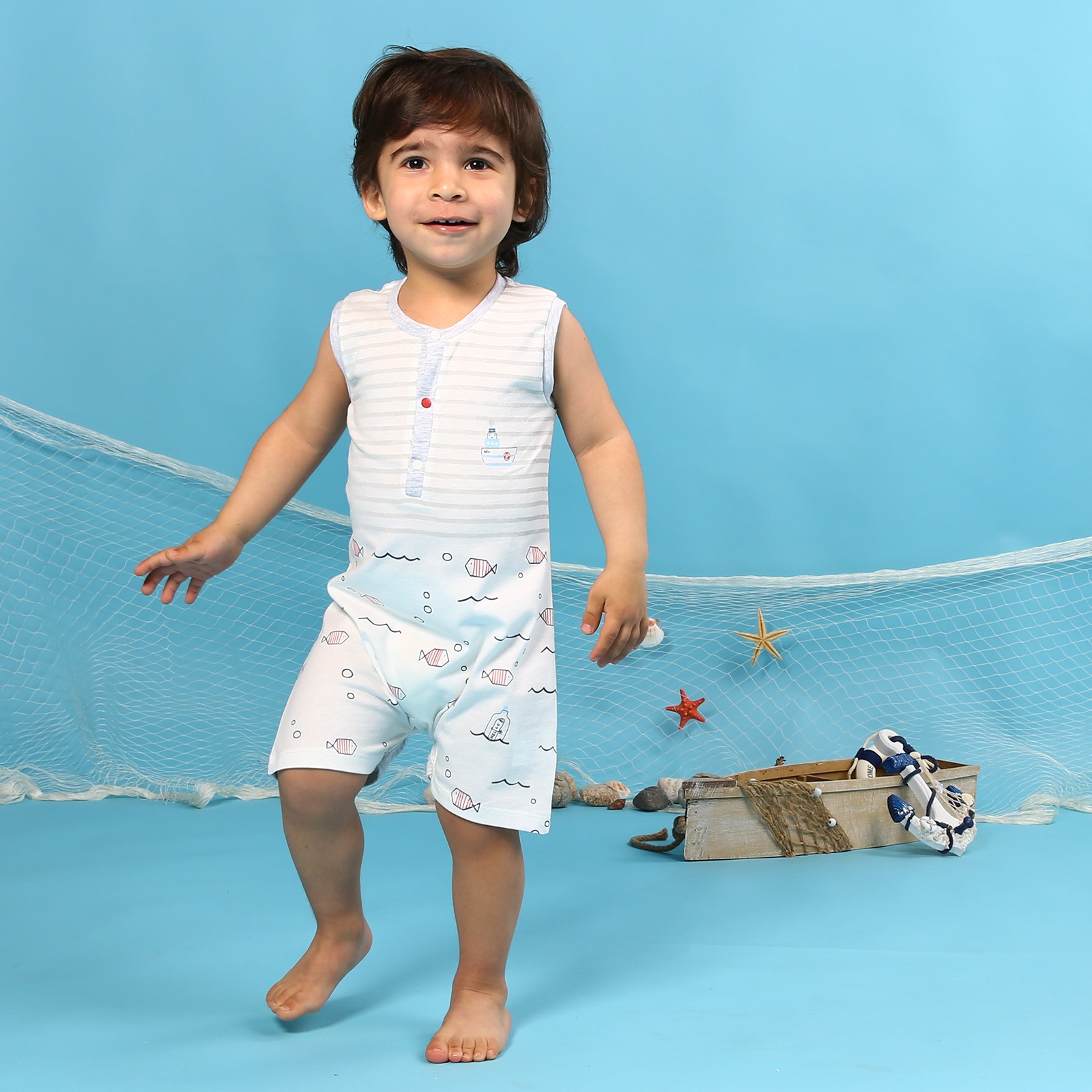 HelloBaby Little Fisher Baby Sleeveless Jumpsuit
