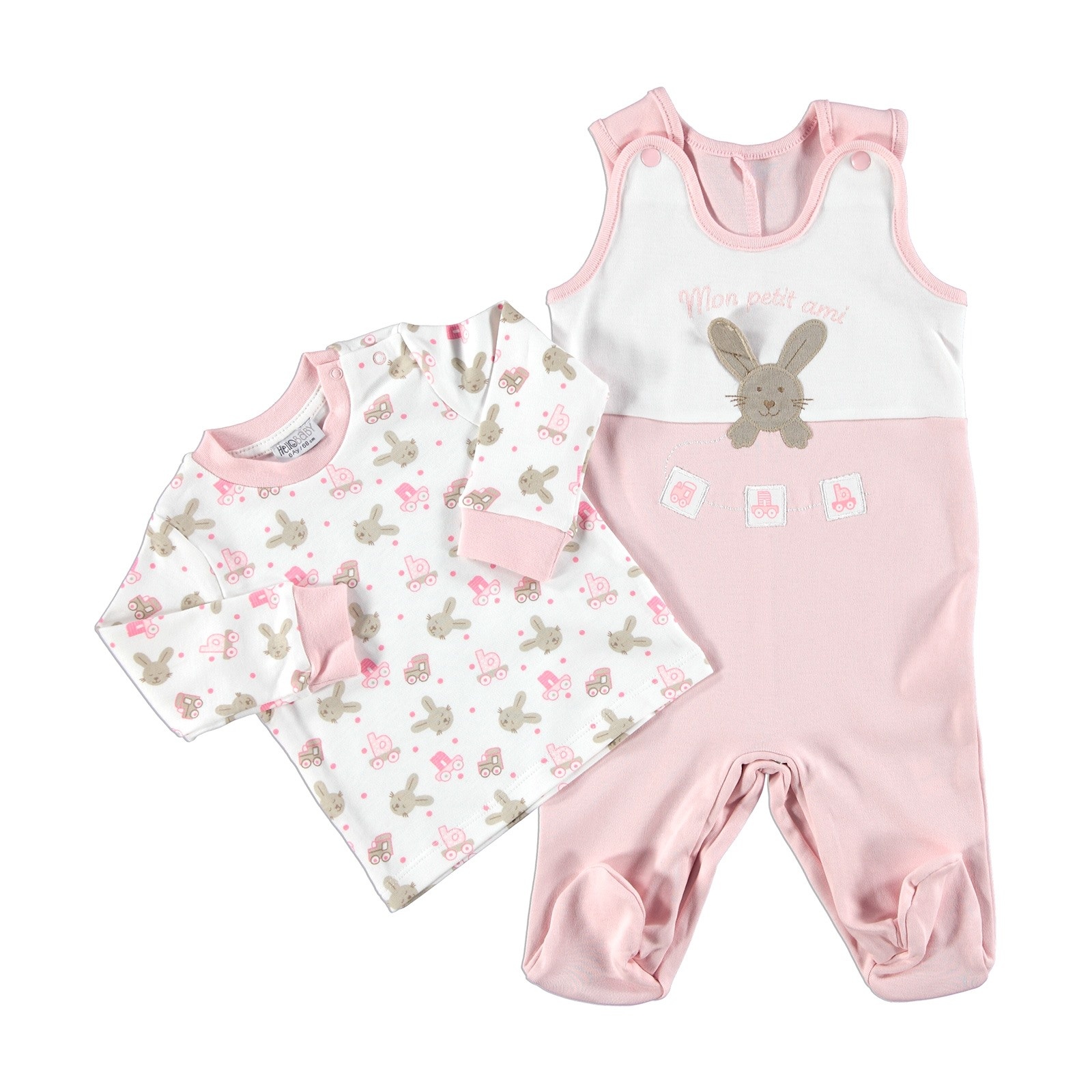 HelloBaby Rabbit Theme Baby Jumpsuit Sweatshirt Set