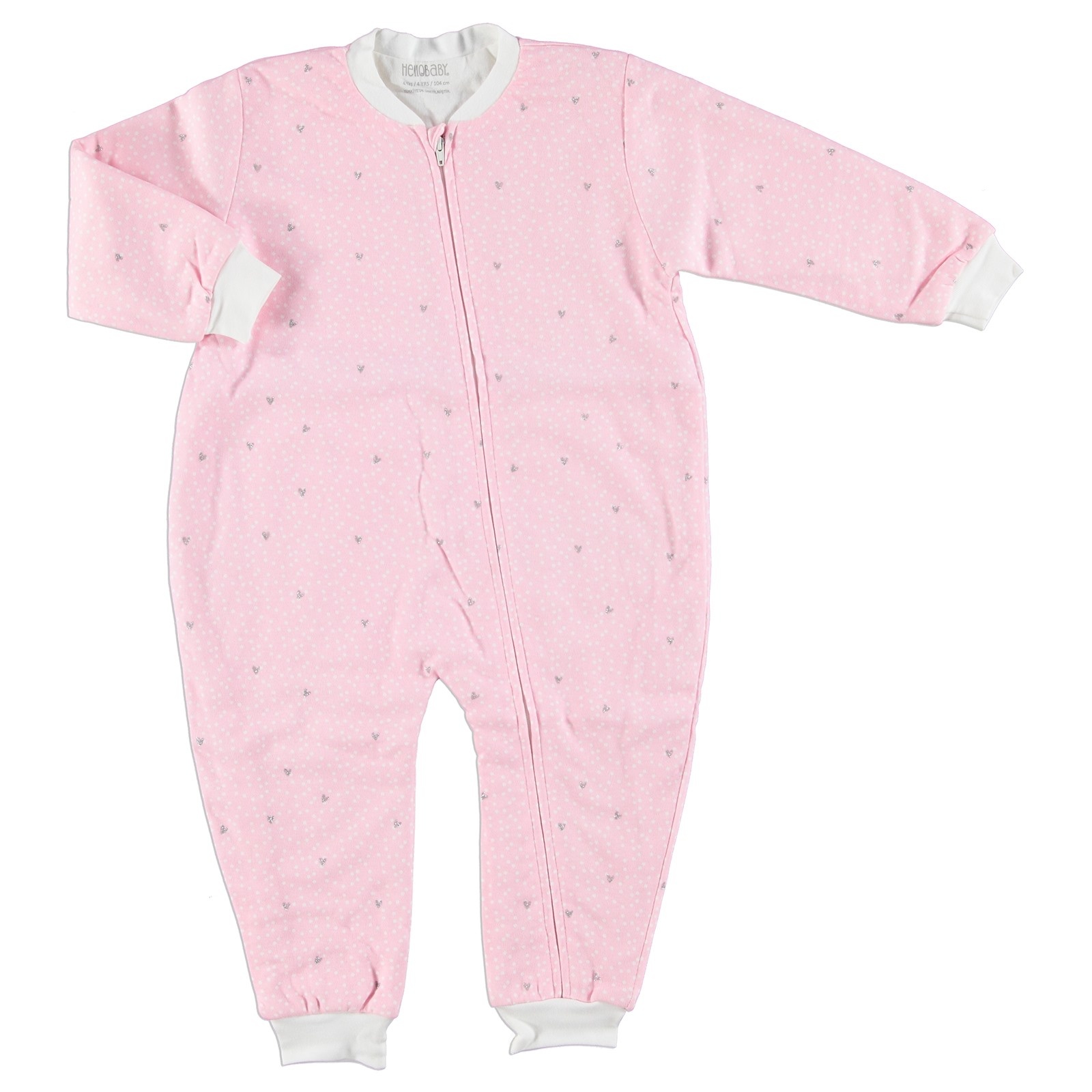HelloBaby Silvery Heart Printed Baby Sleepsuit Romper