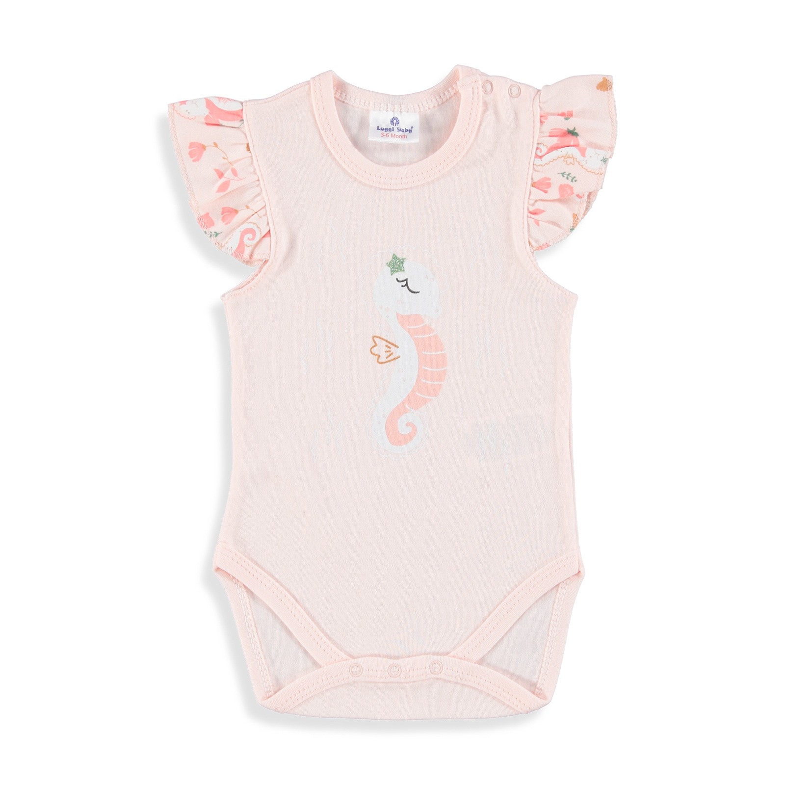 Luggi Sea Horse Baby Ruffled Short Sleeve