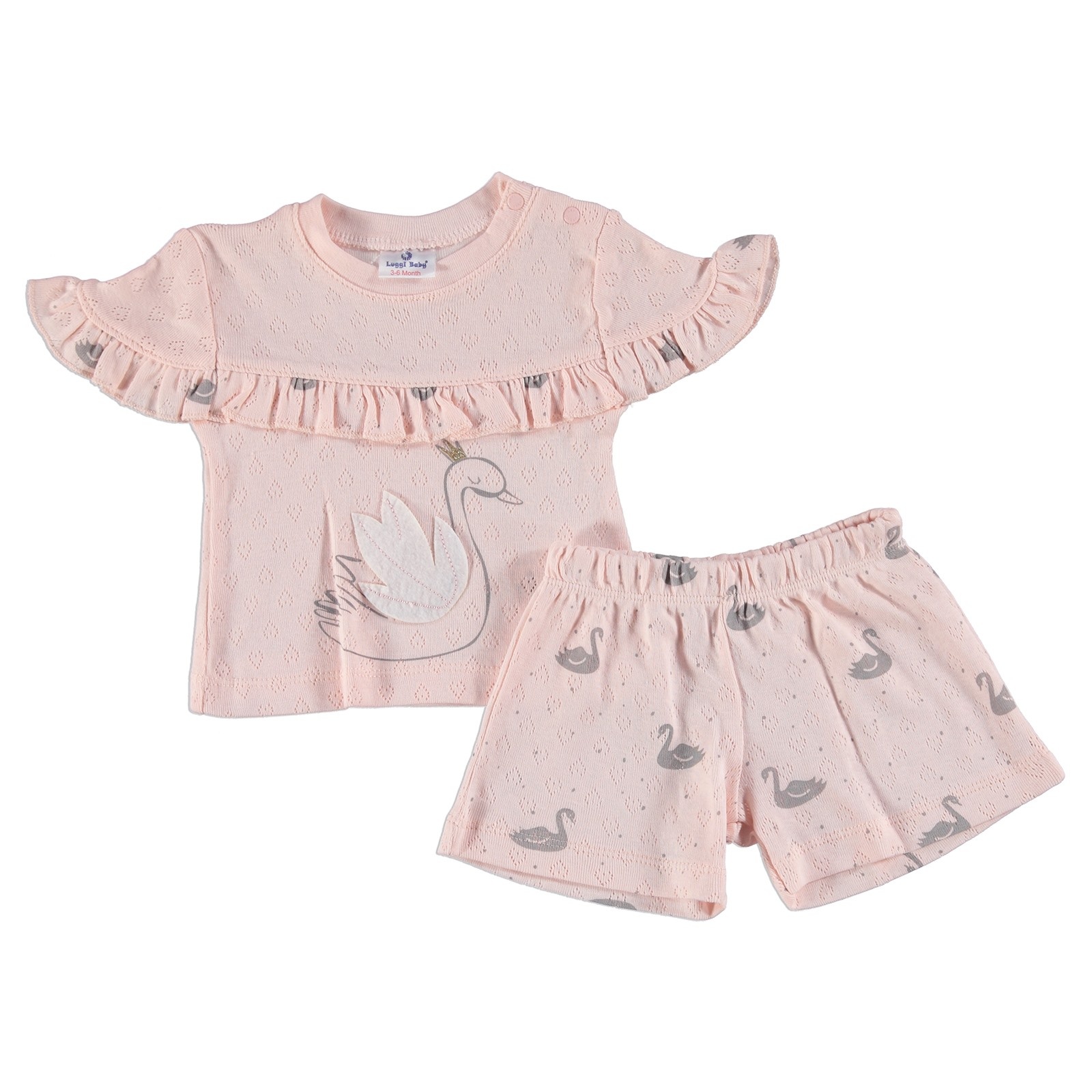 Luggi Swan Baby Collar Tshirt Shorts Set
