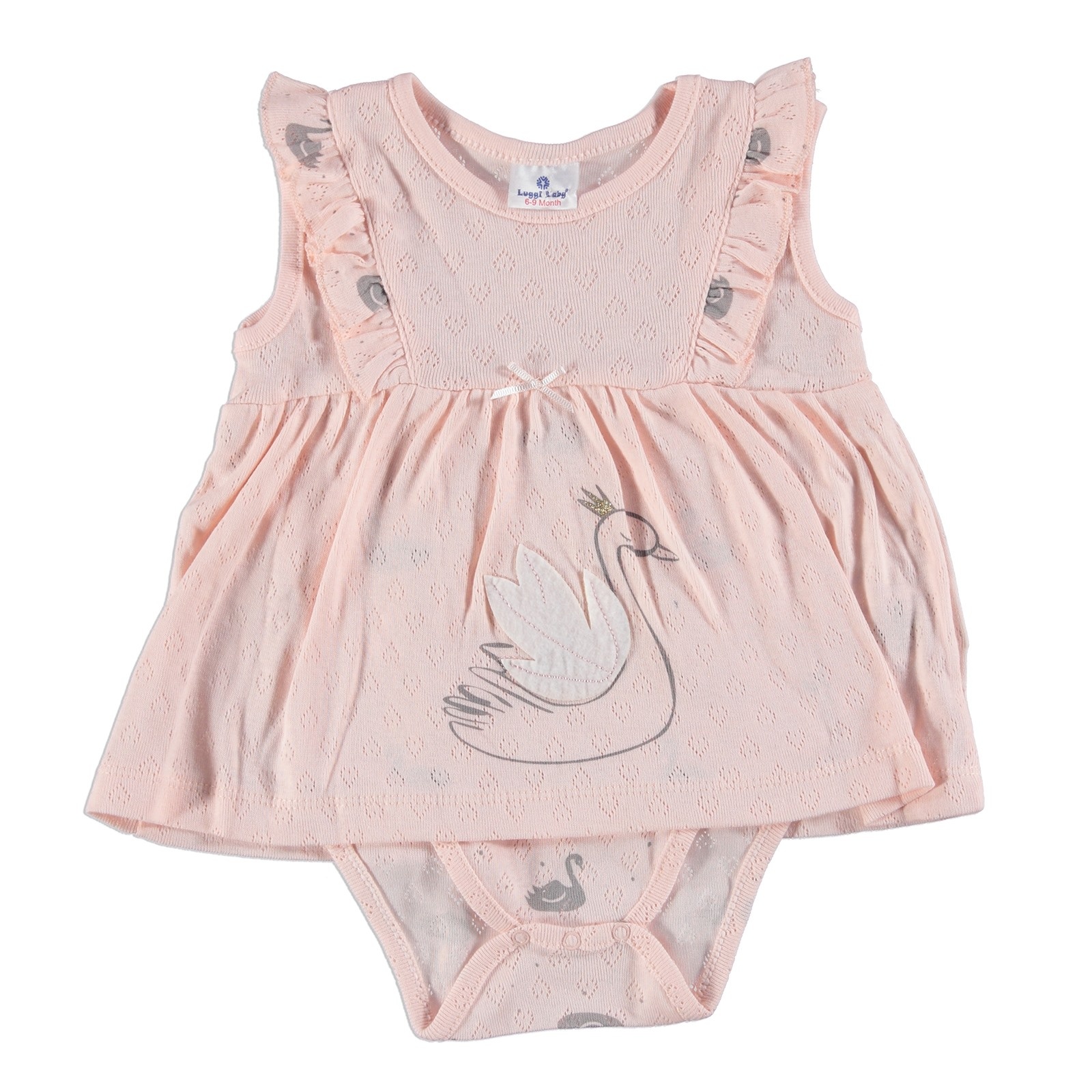 Luggi Swan Baby Girl Ruffle Detail Sleeveless Dress Bodysuit