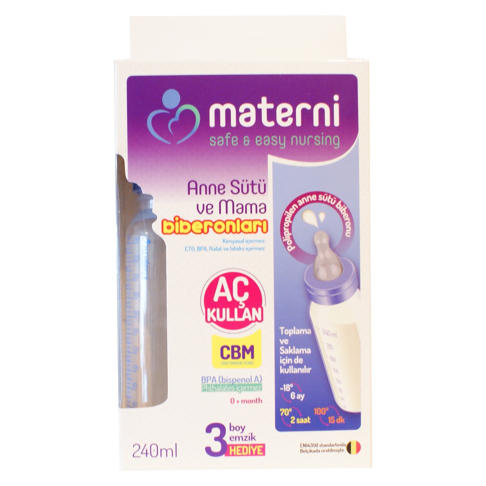 Materni Mamajoo Baby Bottle 240 ml 3 Boy Pacifier Gift