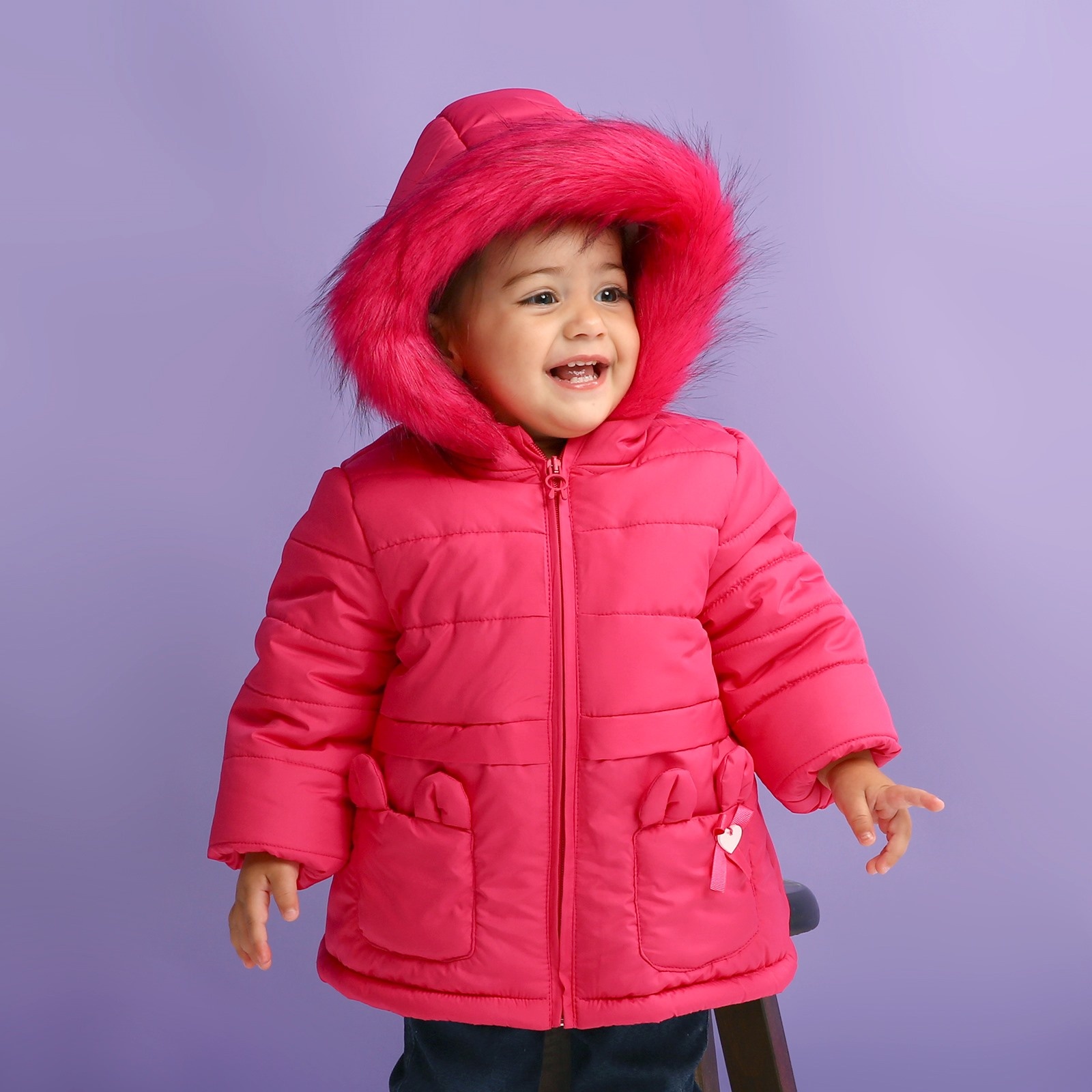 Midimod Baby Girl Cat Pocket Water Repellent Coat