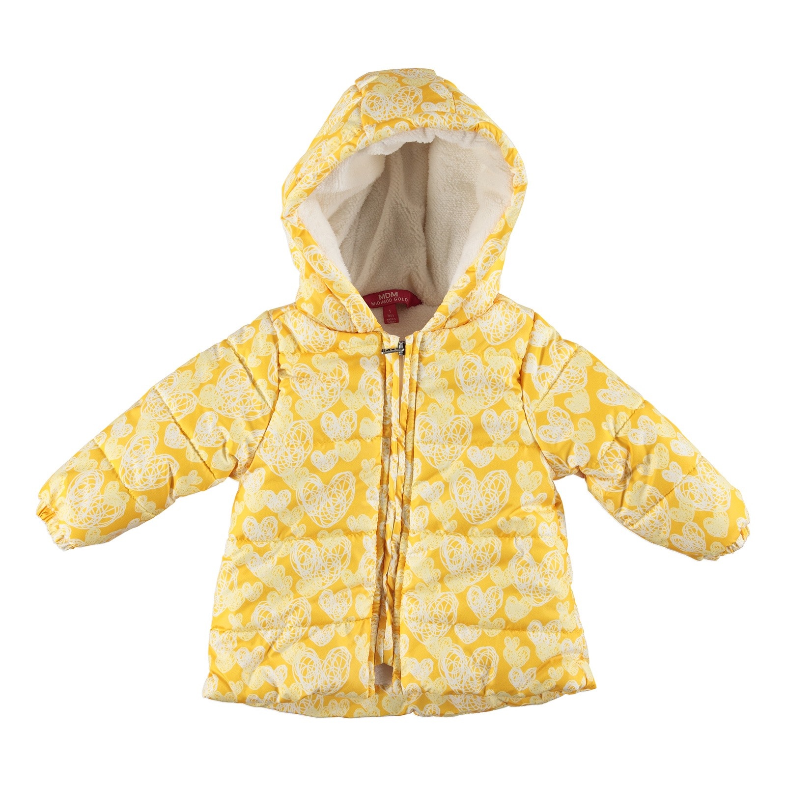 Midimod Baby Girl Heart Printed Water Repellent Coat