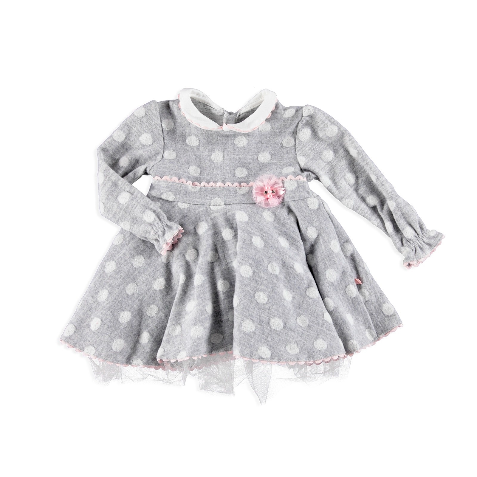 Mymio Baby Girl Combed Lined Petter Pan Collar Dress
