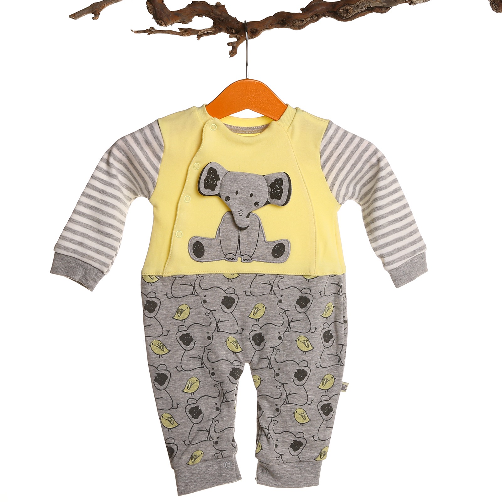 Mymio Elephant Printed Baby Boy Footless Romper