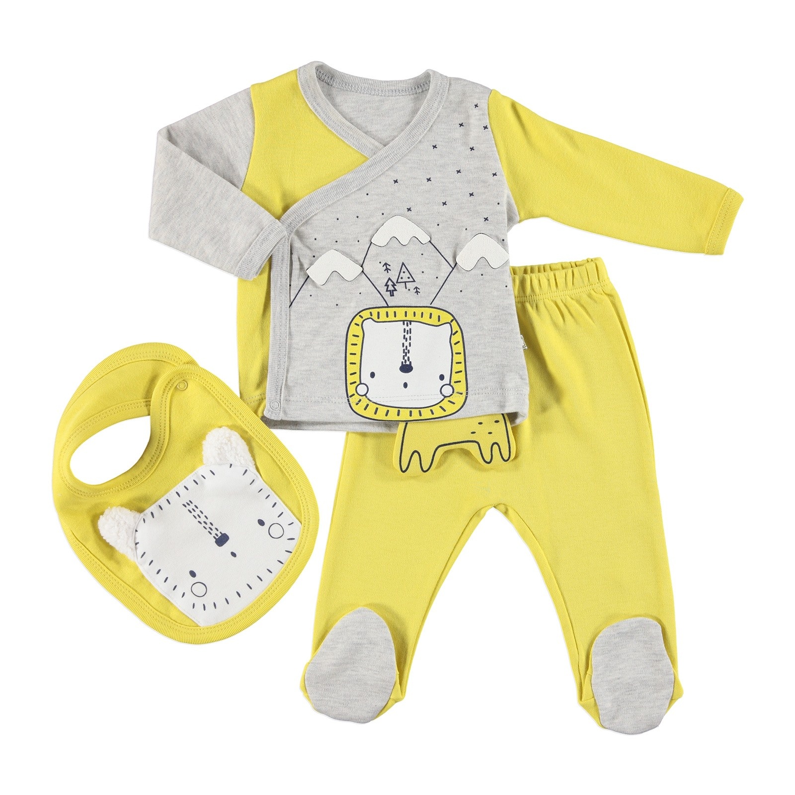 Mymio Lion Baby Bodysuit Pants Apron Set 3 pcs