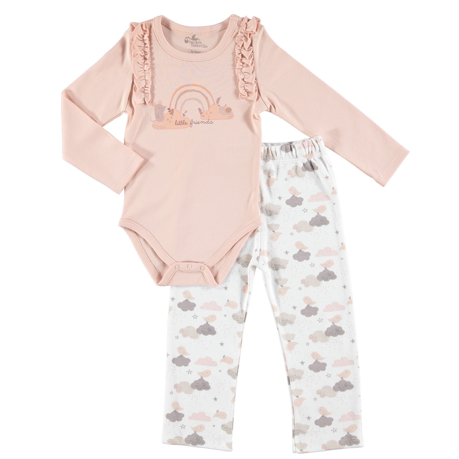 Newborn Fashion Club Fun Winter Baby Long Sleeve Bodysuit Footless Pants
