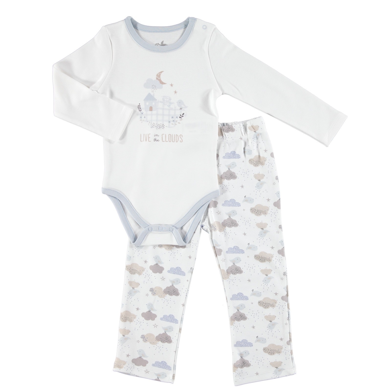 Newborn Fashion Club Fun Winter Baby Long Sleeve Bodysuit Footless Pants