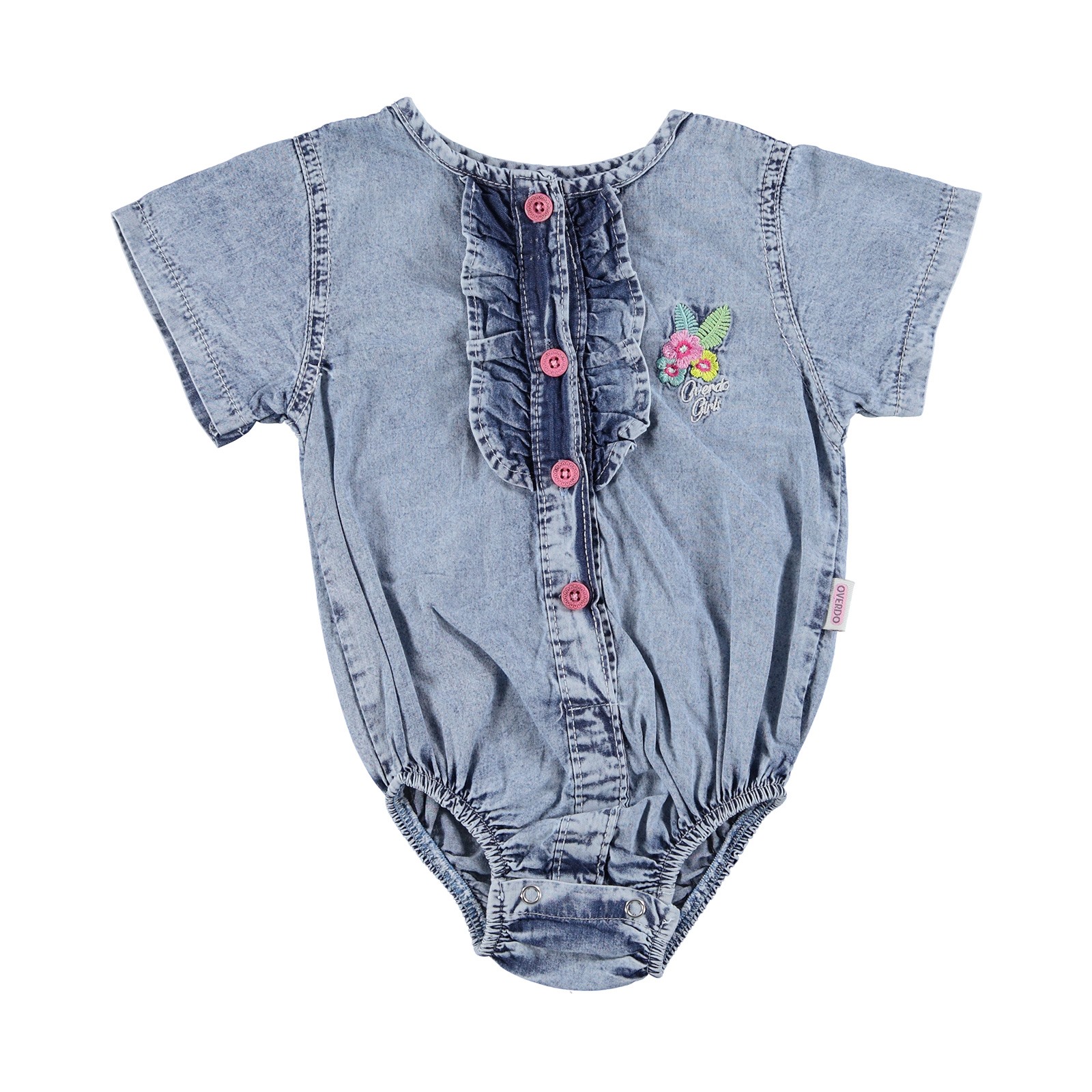 Overdo Embroidered Short Sleeve Denim Shirt Bodysuit